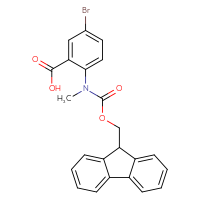 Chemical structure of 5-bromo-2-({[(9H-fluoren-9-yl)methoxy]carbonyl}(methyl)amino)benzoic acid - CSSB03437853107