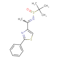 Chemical structure of (R)-2-methyl-N-[1-(2-phenyl-1,3-thiazol-4-yl)ethylidene]propane-2-sulfinamide - CSSB21332858254