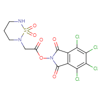Chemical structure of 4,5,6,7-tetrachloro-1,3-dioxo-2,3-dihydro-1H-isoindol-2-yl 2-(1,1-dioxo-1λ⁶,2,6-thiadiazinan-2-yl)acetate - CSSB20271284598