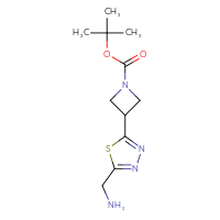 Chemical structure of tert-butyl 3-[5-(aminomethyl)-1,3,4-thiadiazol-2-yl]azetidine-1-carboxylate - CSSB00160469120