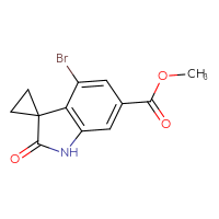 Chemical structure of methyl 4'-bromo-2'-oxo-1',2'-dihydrospiro[cyclopropane-1,3'-indole]-6'-carboxylate - CSSB21193465895