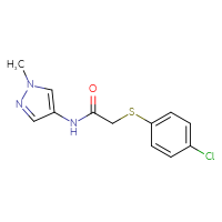Chemical structure of 2-[(4-chlorophenyl)sulfanyl]-N-(1-methyl-1H-pyrazol-4-yl)acetamide - CSSB02006877973