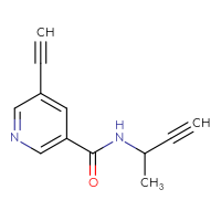 Chemical structure of N-(but-3-yn-2-yl)-5-ethynylpyridine-3-carboxamide - CSSB01991550921