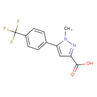 Chemical structure of 1-methyl-5-[4-(trifluoromethyl)phenyl]-1H-pyrazole-3-carboxylic acid - CSSB00133167692