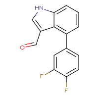 Chemical structure of 4-(3,4-difluorophenyl)-1H-indole-3-carbaldehyde - CSSB06582718132