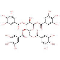 Chemical structure of (2S,3R,4R,5R,6R)-3-hydroxy-4,5-bis(3,4,5-trihydroxybenzoyloxy)-6-[(3,4,5-trihydroxybenzoyloxy)methyl]oxan-2-yl 3,4,5-trihydroxybenzoate - CSSB00159280870