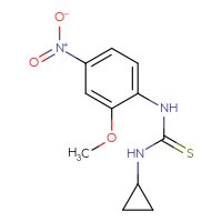 Chemical structure of 3-cyclopropyl-1-(2-methoxy-4-nitrophenyl)thiourea - CSSB03568236276