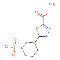 Chemical structure of methyl 5-[1-(chlorosulfonyl)piperidin-3-yl]-1,3,4-thiadiazole-2-carboxylate - CSSB21224772632