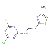 Chemical structure of 4,6-dichloro-N-[2-(4-methyl-1,3-thiazol-2-yl)ethyl]-1,3,5-triazin-2-amine - CSSB00005734254