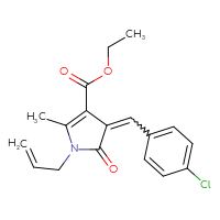 Chemical structure of ethyl 4-[(4-chlorophenyl)methylidene]-2-methyl-5-oxo-1-(prop-2-en-1-yl)-4,5-dihydro-1H-pyrrole-3-carboxylate - CSSB00121709611
