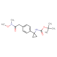 Chemical structure of tert-butyl N-[1-(4-{[methoxy(methyl)carbamoyl]methyl}phenyl)cyclopropyl]carbamate - CSSB21151589810