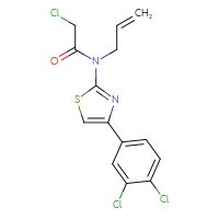 Chemical structure of 2-chloro-N-[4-(3,4-dichlorophenyl)-1,3-thiazol-2-yl]-N-(prop-2-en-1-yl)acetamide - CSSB00000734633