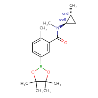 Chemical structure of rac-N,2-dimethyl-N-[(1R,2R)-2-methylcyclopropyl]-5-(4,4,5,5-tetramethyl-1,3,2-dioxaborolan-2-yl)benzamide - CSSB06732392831