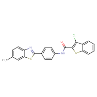 Chemical structure of 3-chloro-N-[4-(6-methyl-1,3-benzothiazol-2-yl)phenyl]-1-benzothiophene-2-carboxamide - CSSB00020574834