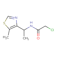 Chemical structure of 2-chloro-N-[1-(5-methyl-1,3-thiazol-4-yl)ethyl]acetamide - CSSB20821377782