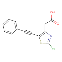 Chemical structure of 2-[2-chloro-5-(2-phenylethynyl)-1,3-thiazol-4-yl]acetic acid - CSSB06453377335