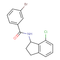 Chemical structure of 3-bromo-N-(7-chloro-2,3-dihydro-1H-inden-1-yl)benzamide - CSSB06326906935