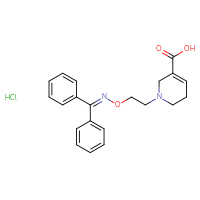 Chemical structure of 1-(2-{[(diphenylmethylidene)amino]oxy}ethyl)-1,2,5,6-tetrahydropyridine-3-carboxylic acid hydrochloride - CSSB00020615228