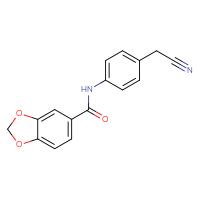 Chemical structure of N-[4-(cyanomethyl)phenyl]-2H-1,3-benzodioxole-5-carboxamide - CSSB00020600357