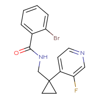 Chemical structure of 2-bromo-N-{[1-(3-fluoropyridin-4-yl)cyclopropyl]methyl}benzamide - CSSB02458432643