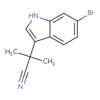 Chemical structure of 2-(6-bromo-1H-indol-3-yl)-2-methylpropanenitrile - CSSB06726389868