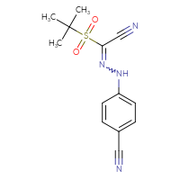 Chemical structure of N-(4-cyanophenyl)-1-(2-methylpropane-2-sulfonyl)methanecarbohydrazonoyl cyanide - CSSB02125602527