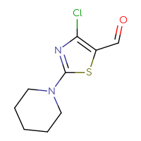 Chemical structure of 4-chloro-2-(piperidin-1-yl)-1,3-thiazole-5-carbaldehyde - CSSB00000179798