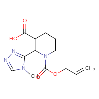 Chemical structure of 2-(4-methyl-4H-1,2,4-triazol-3-yl)-1-[(prop-2-en-1-yloxy)carbonyl]piperidine-3-carboxylic acid - CSSB14813058859