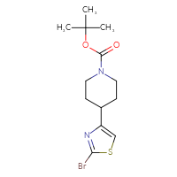 Chemical structure of tert-butyl 4-(2-bromo-1,3-thiazol-4-yl)piperidine-1-carboxylate - CSSB00102708101