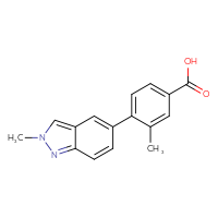 Chemical structure of 3-methyl-4-(2-methyl-2H-indazol-5-yl)benzoic acid - CSSB01784864639