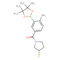 Chemical structure of (3S)-3-fluoro-1-[4-methyl-3-(4,4,5,5-tetramethyl-1,3,2-dioxaborolan-2-yl)benzoyl]pyrrolidine - CSSB00265628697