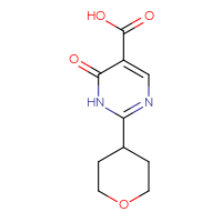 Chemical structure of 2-(oxan-4-yl)-6-oxo-1,6-dihydropyrimidine-5-carboxylic acid - CSSB00012261037