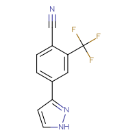 Chemical structure of 4-(1H-pyrazol-3-yl)-2-(trifluoromethyl)benzonitrile - CSSB01551118685