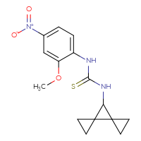 Chemical structure of 3-{dispiro[2.0.2⁴.1³]heptan-7-yl}-1-(2-methoxy-4-nitrophenyl)thiourea - CSSB07050063861
