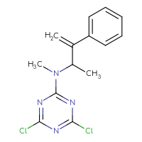 Chemical structure of 4,6-dichloro-N-methyl-N-(3-phenylbut-3-en-2-yl)-1,3,5-triazin-2-amine - CSSB21332148030