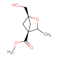 Chemical structure of methyl (1r,4r)-1-(hydroxymethyl)-3-methyl-2-oxabicyclo[2.1.1]hexane-4-carboxylate - CSSB14868983127