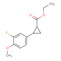 Chemical structure of ethyl 2-(3-fluoro-4-methoxyphenyl)cyclopropane-1-carboxylate - CSSB00020636479