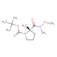 Chemical structure of tert-butyl (2S)-2-[methoxy(methyl)carbamoyl]-2-methylpyrrolidine-1-carboxylate - CSSB00114094710
