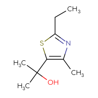 Chemical structure of 2-(2-ethyl-4-methyl-1,3-thiazol-5-yl)propan-2-ol - CSSB00021535847