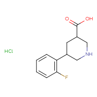 Chemical structure of 5-(2-fluorophenyl)piperidine-3-carboxylic acid hydrochloride - CSSB21474899940
