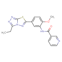 Chemical structure of N-(5-{3-ethyl-[1,2,4]triazolo[3,4-b][1,3,4]thiadiazol-6-yl}-2-methoxyphenyl)pyridine-3-carboxamide - CSSB00121590277