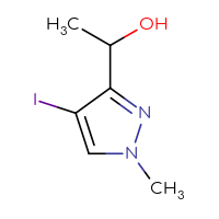 Chemical structure of 1-(4-iodo-1-methyl-1H-pyrazol-3-yl)ethan-1-ol - CSSB02125682012