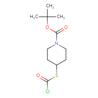 Chemical structure of tert-butyl 4-[(chlorocarbonyl)sulfanyl]piperidine-1-carboxylate - CSSB21432537976