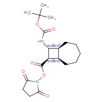 Chemical structure of rac-2,5-dioxopyrrolidin-1-yl (1R,7S,8S,9S)-9-{[(tert-butoxy)carbonyl]amino}bicyclo[5.2.0]nonane-8-carboxylate - CSSB20620684921