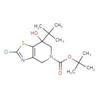 Chemical structure of tert-butyl 7-tert-butyl-2-chloro-7-hydroxy-4H,5H,6H,7H-[1,3]thiazolo[4,5-c]pyridine-5-carboxylate - CSSB21246290891