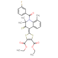 Chemical structure of 4,5-diethyl 2-[1-(3-fluorobenzoyl)-2,2,8-trimethyl-3-sulfanylidene-1,2,3,4-tetrahydroquinolin-4-ylidene]-2H-1,3-dithiole-4,5-dicarboxylate - CSSB00028089948