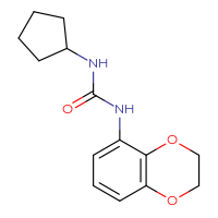 Chemical structure of 3-cyclopentyl-1-(2,3-dihydro-1,4-benzodioxin-5-yl)urea - CSSB00103855758