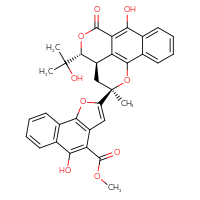 Chemical structure of methyl 5-hydroxy-2-[(12R,13R,15R)-8-hydroxy-12-(2-hydroxypropan-2-yl)-15-methyl-10-oxo-11,16-dioxatetracyclo[7.7.1.0²,⁷.0¹³,¹⁷]heptadeca-1(17),2,4,6,8-pentaen-15-yl]naphtho[1,2-b]furan-4-carboxylate - CSSB06256040765
