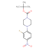 Chemical structure of tert-butyl 4-(2-fluoro-4-nitrophenyl)piperazine-1-carboxylate - CSSB00000046478