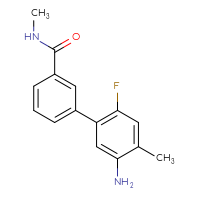 Chemical structure of 5'-amino-2'-fluoro-N,4'-dimethyl-[1,1'-biphenyl]-3-carboxamide - CSSB06584419058